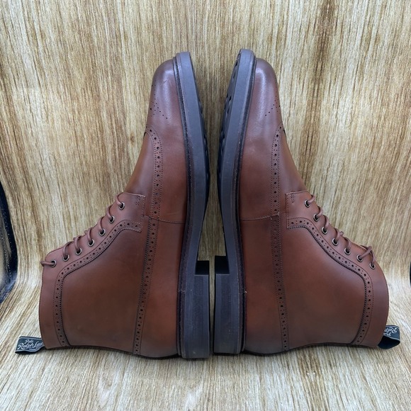 Polo Ralph Lauren Asher Wingtip Boot Men\'s 15 Brown Leather Brogue Lace Up BT main image 7